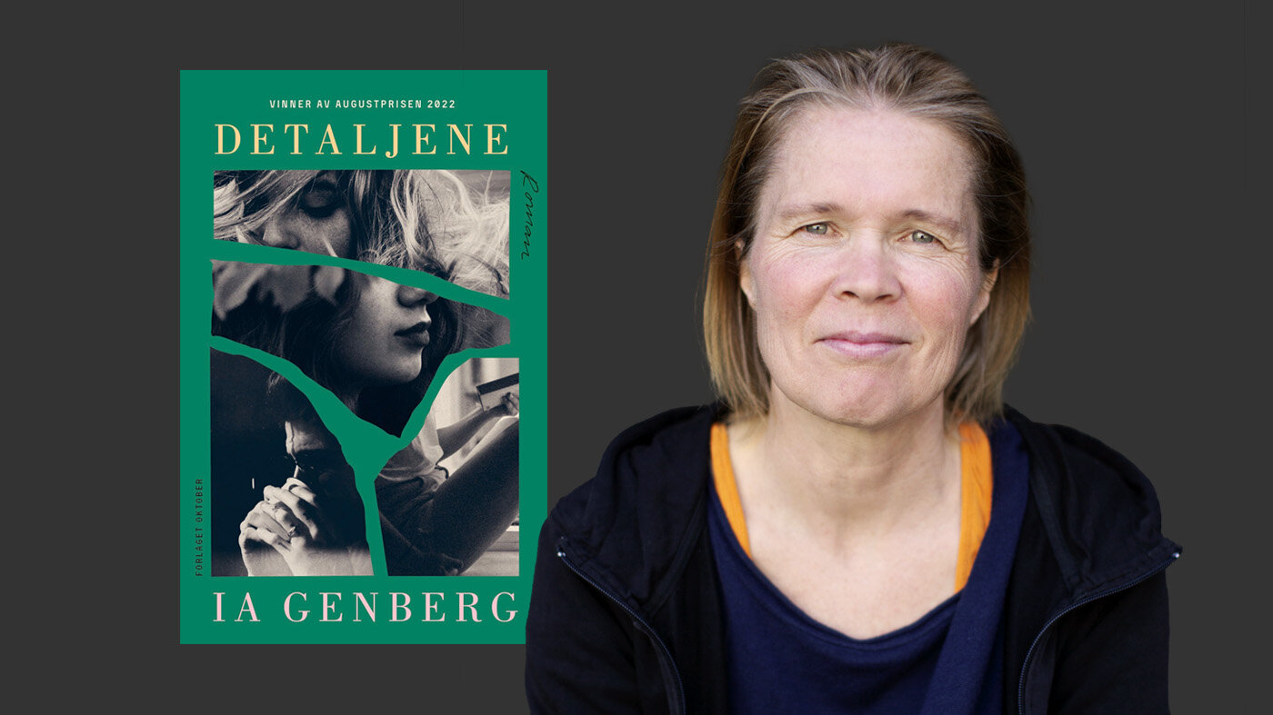 Bildet viser boken "Detaljene" og forfatter Genberg.