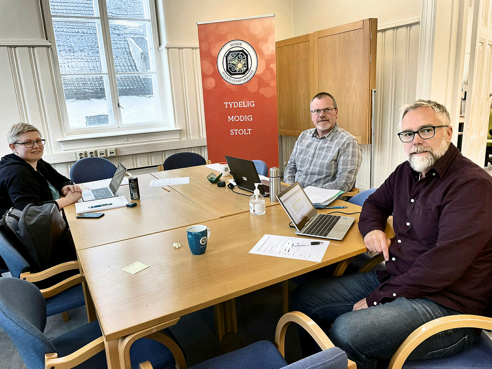 Bildet viser Jostein Storsæter, Bente Leversen og Frank Eide, hovedtillisvalgte i Bergen kommune