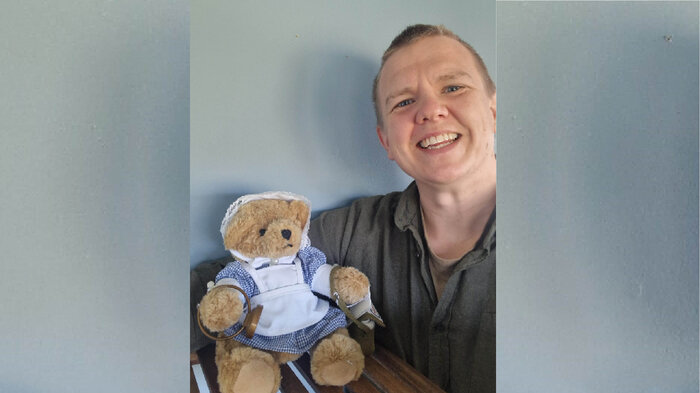 Bildet viser Håkon Endal med Florence.