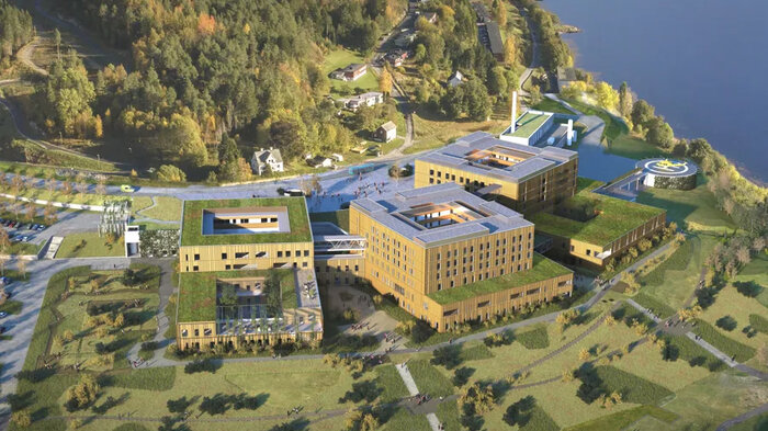 Bilde av det nye sykehuset på Hjelset i Møre og Romsdal