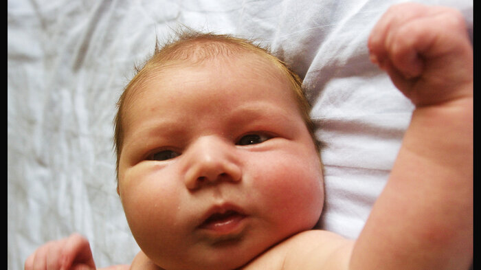 Bildet viser en nyfødt guttebaby. Bildet viser en nyfødt guttebaby.