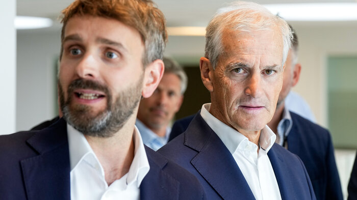 Bildet viser Jan Christian Vestre og Jonas Gahr Støre