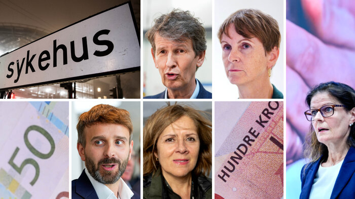 HELSETOPPER: fra øverst til venstre (med klokken): Terje Rootwelt (Helse Sør-Øst), Guri Rørtveit (FHI), Cathrine Marie Lofthus (Helsedirektoratet), Jan Christian Vestre (helseminister) og Marit Lind (Helse Nord).