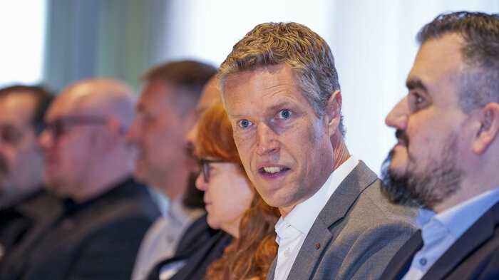 Bildet viser leder i Fellesforbundet, Christian Justnes.