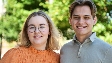 Bildet viser studentleder Kristoffer Haugen og studentnestleder Henriette Karlsen.