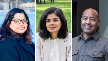 Bildet viser forfatterne Shreshta Arora og Debesay