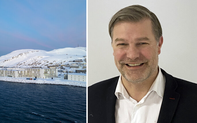 bildet viser medisinsk direktør og sykehuset i Hammerfest