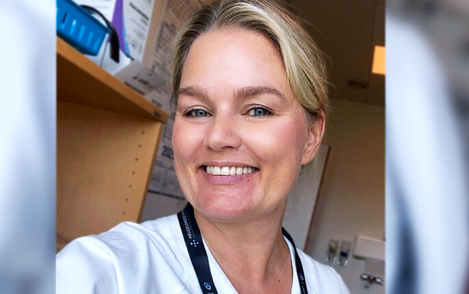 Bildet viser en selfie tatt av Hanne Charlotte Schjelderup