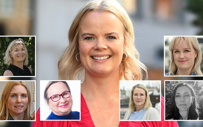 Bildet viser den nye jordmorlederen Sara Fugledal Wiik og hennes nye styre.
