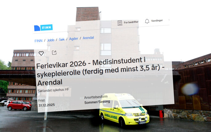 bilde av annonsen hvor de søker etter medisinstudent til sykepleierolle og arendal sykehus