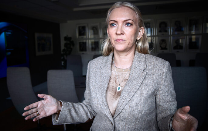 Bildet viser forbundsleder Lill Sverresdatter Larsen i NSF.