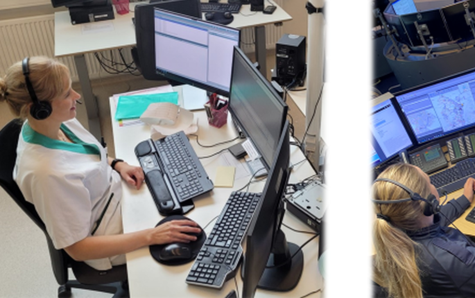 Bildet viser sykepleiere som jobber i medisinsk nødmeldetjeneste