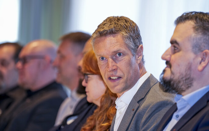 Bildet viser leder i Fellesforbundet, Christian Justnes.