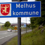 Bildet viser skilt hvor det står Melhus kommune