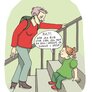 Kvinne med kols møter en liten jente i en trapp