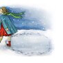 Illustrasjonen viser en dame som går ute i snøen. Sporene viser at hun har gått i ring, men er nå i ferd med å tre ut av ringen.