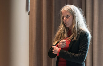 Bildet viser Kirsti Bergstø under SVs landsmøte 24. april 2021.