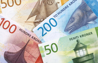 Bildet viser norske pengesedler.