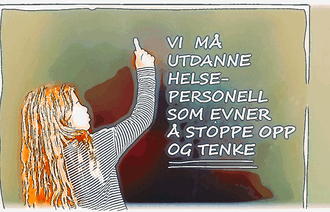 Bildet viser en jente som skriver på en tavle
