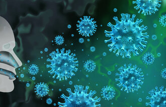 Bildet illustrerer influensavirus