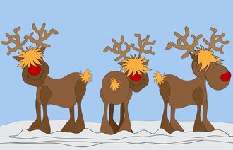 Illustrasjonen viser tre reinsdyr.