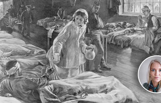 Bildet viser en tegning av Florence Nightingale.