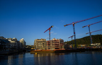 Bildet viser utbygging av Bjørvika i Oslo