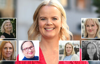 Bildet viser den nye jordmorlederen Sara Fugledal Wiik og hennes nye styre.