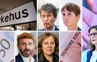 HELSETOPPER: fra øverst til venstre (med klokken): Terje Rootwelt (Helse Sør-Øst), Guri Rørtveit (FHI), Cathrine Marie Lofthus (Helsedirektoratet), Jan Christian Vestre (helseminister) og Marit Lind (Helse Nord).