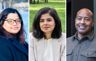 Bildet viser forfatterne Shreshta Arora og Debesay