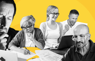 Bildet viser en illustrasjon av forskjellige mennesker som jobber