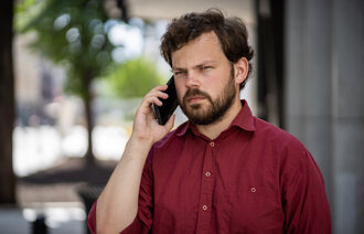 Bildet viser Leder for Sosialistisk Ungdom (SU), Audun Hammer Hovda.