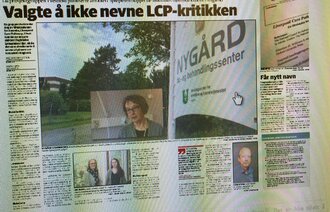 Bildet viser avissiden i Tønsbergs Blad som handler om Sykepleiens artikkel.