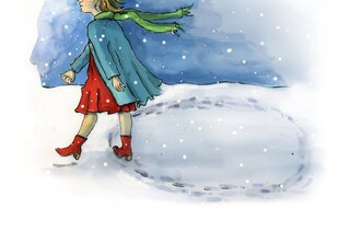 Illustrasjonen viser en dame som går ute i snøen. Sporene viser at hun har gått i ring, men er nå i ferd med å tre ut av ringen.
