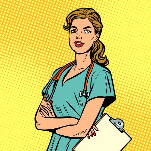 Bildet viser en sykepleier med clipboard