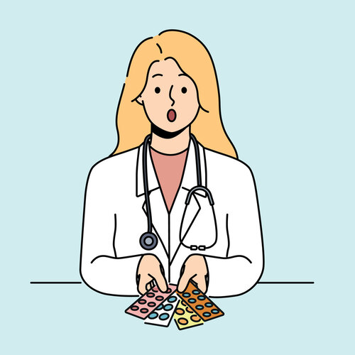 Illustrasjonen viser en kvinnelig helsearbeider.