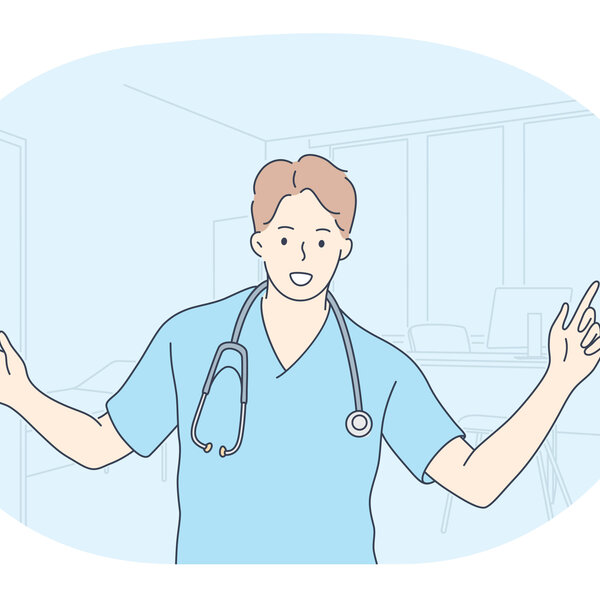 Illustrasjonen viser en sykepleier.