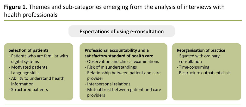 Figure 1. Themes and sub-categories emerging from the analysis of interviews with health professionals 
