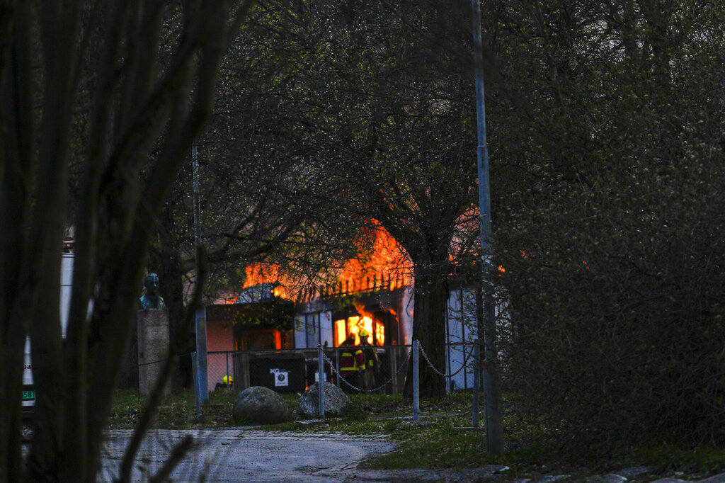 Bildet viser brannen i en barnehage på Ullevål sykehus sitt område