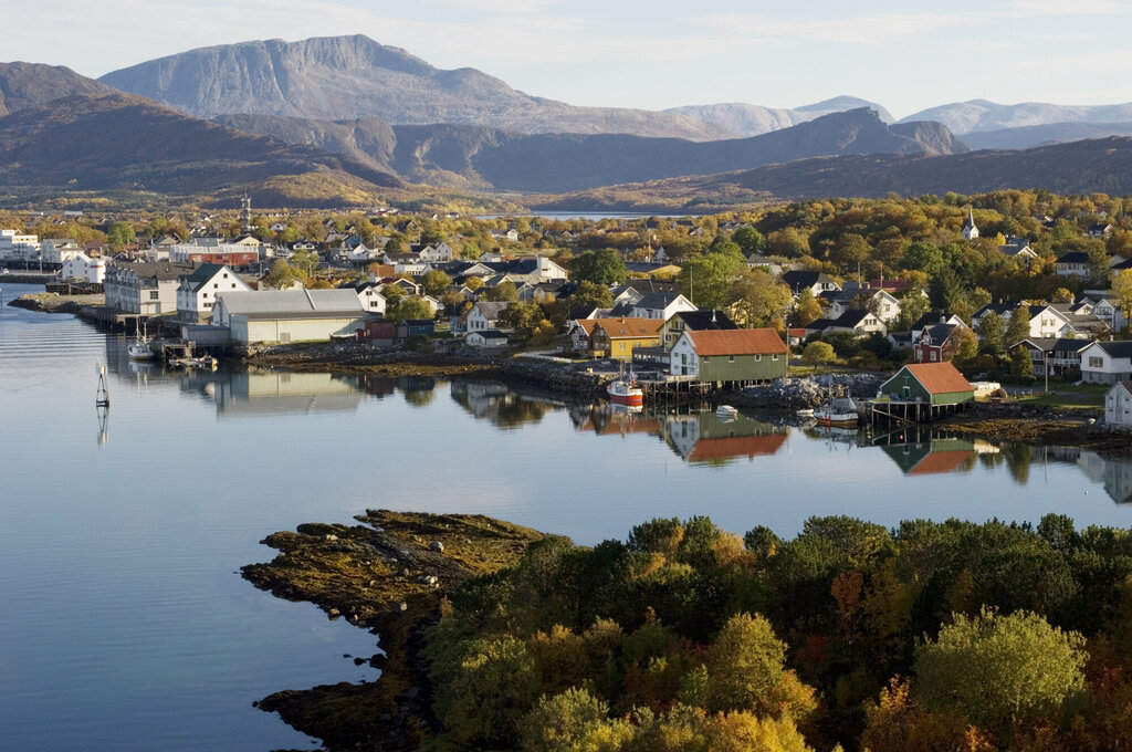 Bildet viser Brønnøysund i Brønnøy kommune