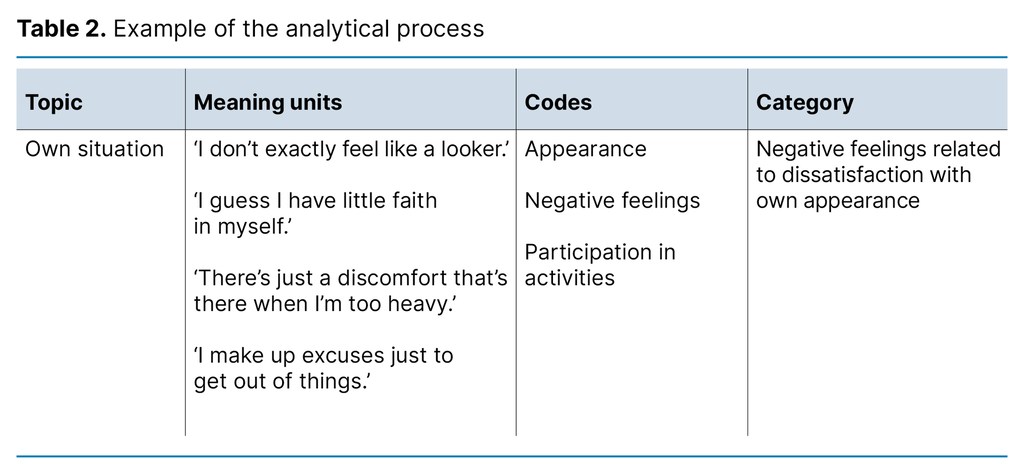 Table 2. Example of the analytical process 