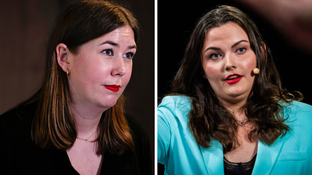 Bildet viser AUF-leder Astrid Hoem (til venstre) og  Andrine Hanssen-Seppola, leder i Senterungdommen