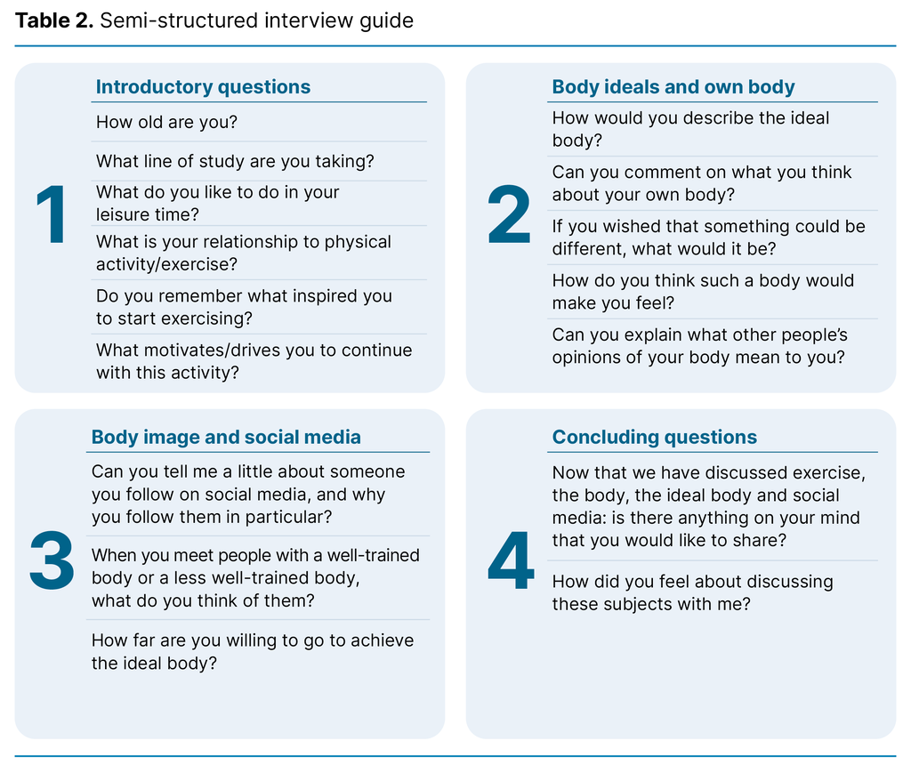 Table 2. Semi-structured interview guide