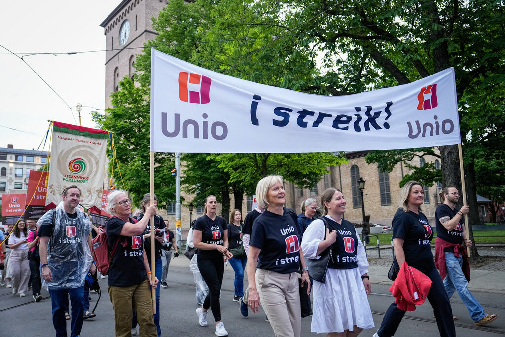 Bildet viser streikemarkering av Unio