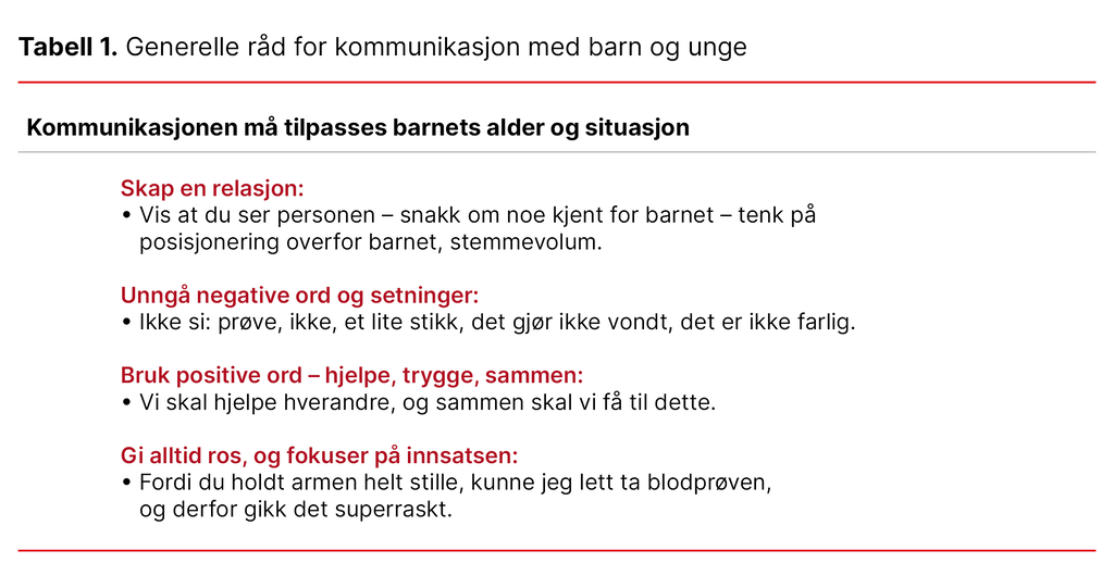 Tabell 1. Generelle råd for kommunikasjon med barn og unge