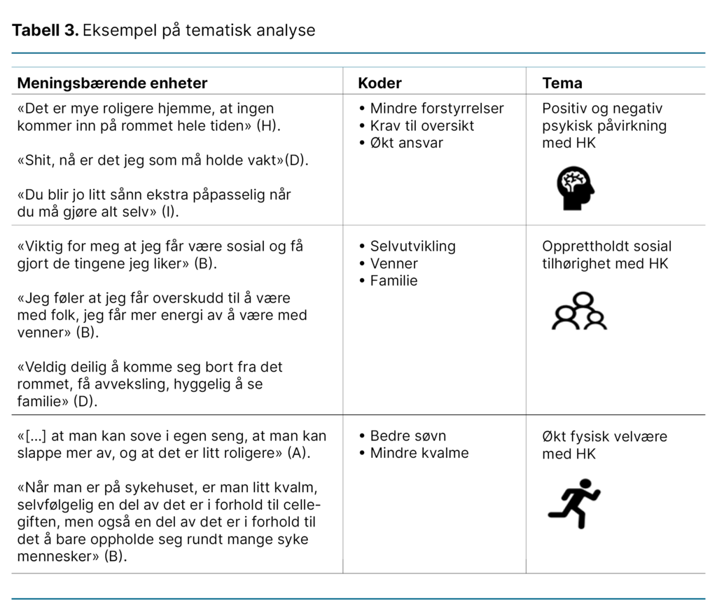 Tabell 3. Eksempel på tematisk analyse