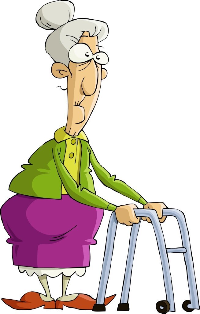 Bildet viser en tegning av en eldre dame