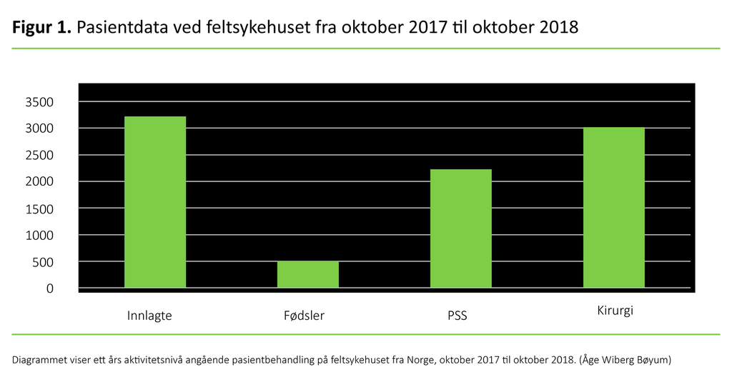 Figur 1 Pasientdata ved feltsykehuset fra oktober 2017 til oktober 2018