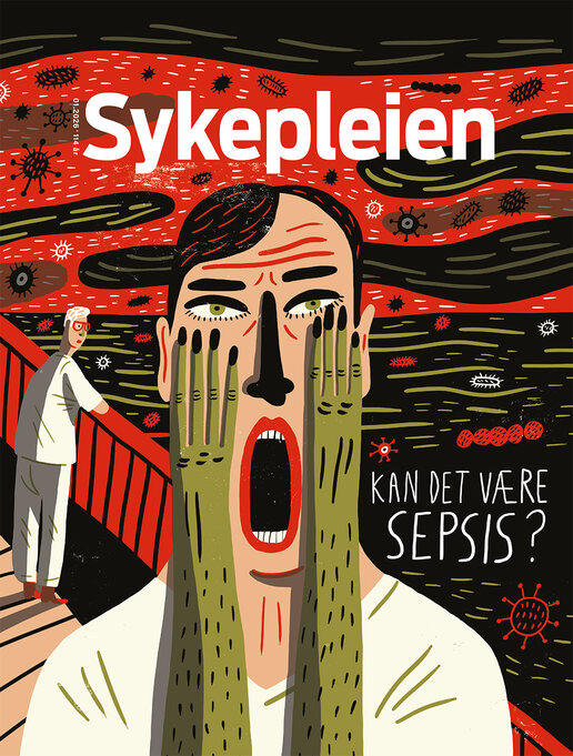Forsiden til Sykepleiens utgave om sepsis. Bildet viser forsiden til Sykepleiens utgave om sepsis.