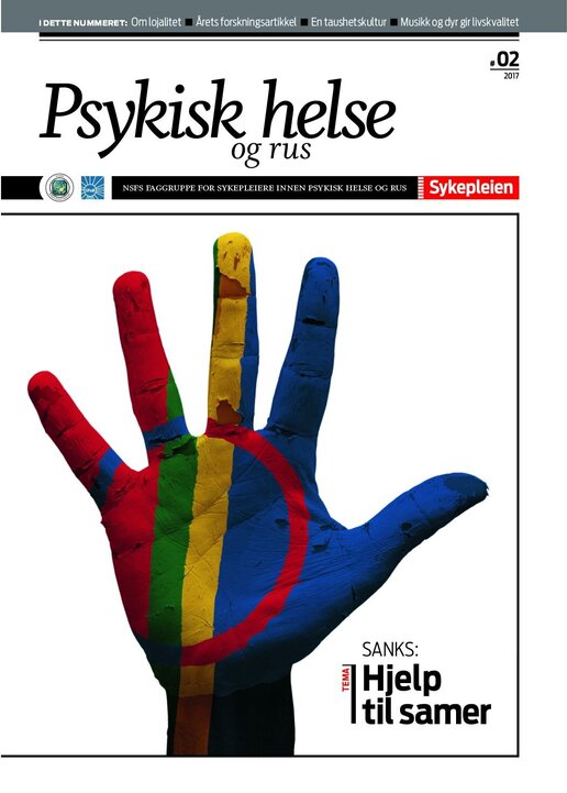 Bilde av forsiden: Viser en hånd, malt som det samiske flagget.